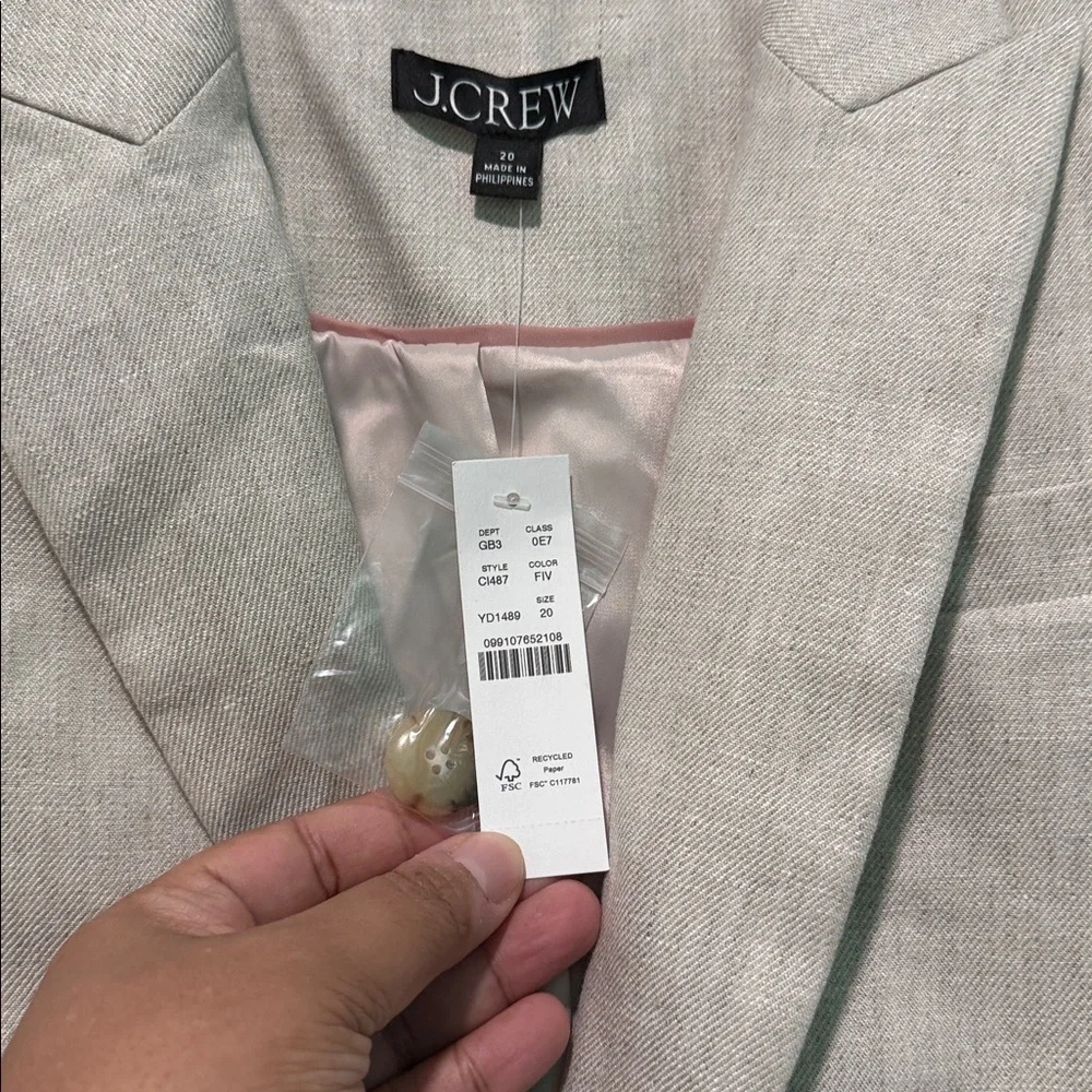 NWT J. Crew Light Tan Alexandra Blazer in Stretch Linen Blend, size 20 - Picture 5 of 11